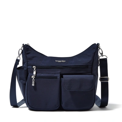 Shop Baggallini Women's Modern Everywhere Hobo Crossbody Bag With Wristlet In Blue