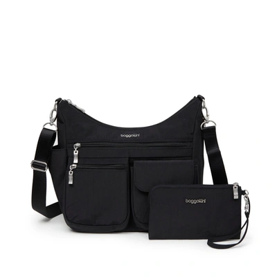 Baggallini On Track Zip Crossbody With Rfid Phone Wristlet In Black