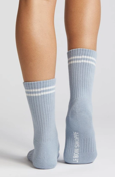 Le Bon Shoppe Boyfriend Crew Socks In Blue Grey