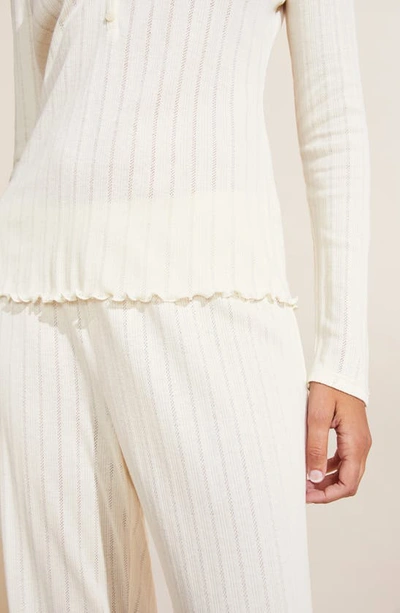 Eberjey Pointelle Rib Henley Pajama Top In Ivory