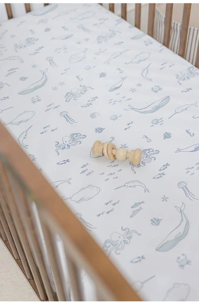 Shop Pehr Bunny Hop Organic Cotton Crib Sheet In Life Aquatic