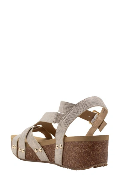 Volatile Rees Womens Faux Fur Covered Cork Slide Sandals In Champagne