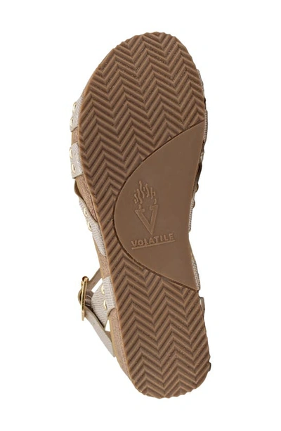 Volatile Rees Womens Faux Fur Covered Cork Slide Sandals In Champagne