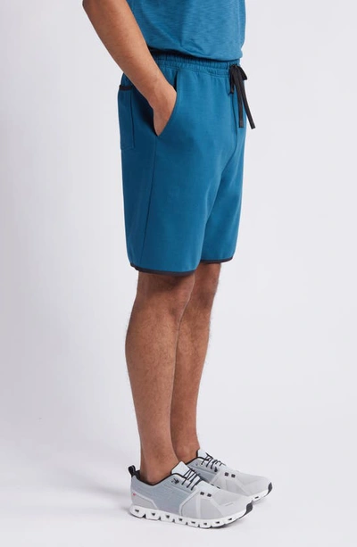 Shop Zella Powertek Drawstring Shorts In Teal Seagate