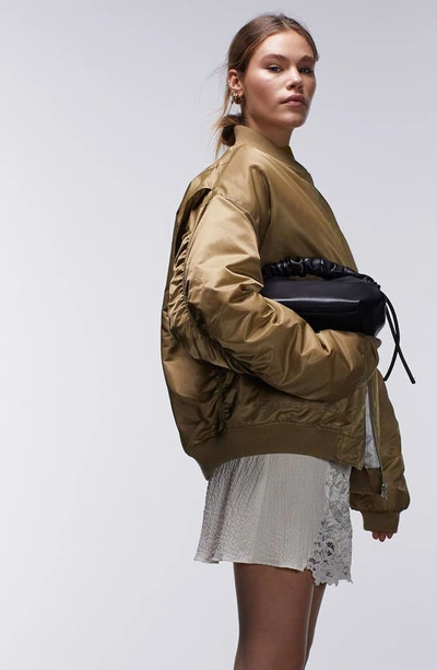 Topshop Bomber Jacket In Camel Multi