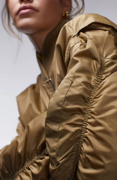 Topshop Bomber Jacket In Camel Multi