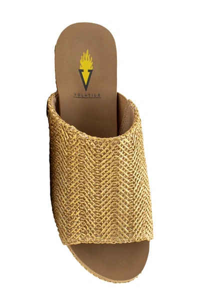 Shop Volatile Canteen Water Resistant Raffia Wedge Platform Sandal In Gold