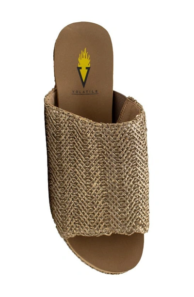Volatile Canteen Water Resistant Raffia Wedge Platform Sandal In Pewter
