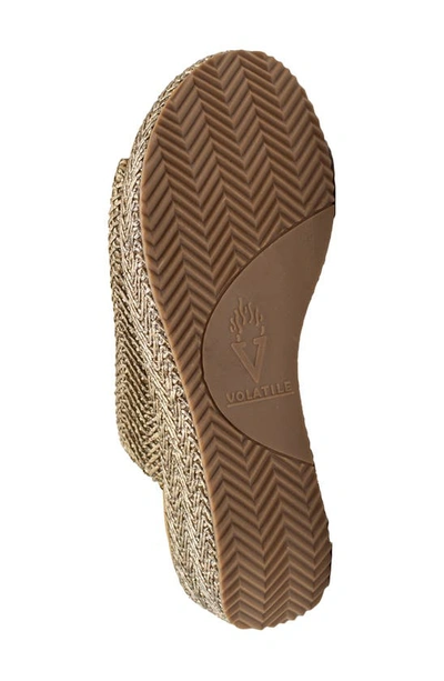 Volatile Canteen Water Resistant Raffia Wedge Platform Sandal In Pewter