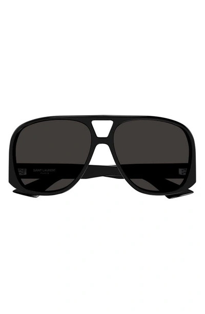 Shop Saint Laurent Solace 59mm Navigator Sunglasses In Black