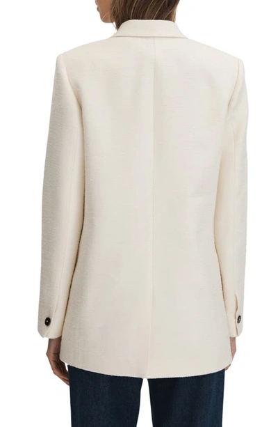 Shop Reiss Bronte Textured Double-breasted Blazer In White