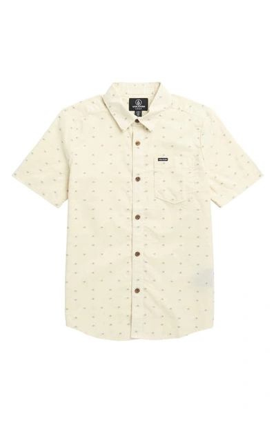 Shop Volcom Kids' Crownstone Short Sleeve Button-up Shirt In Off White