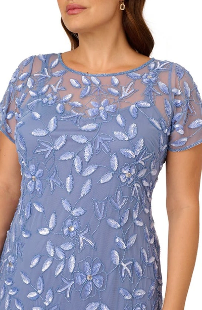 Adrianna Papell Womens Embellished Maxi Evening Dress In French Blue