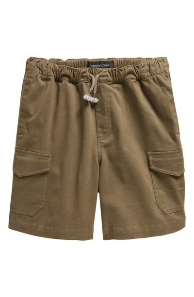 Shop Treasure & Bond Kids' Cotton Cargo Shorts In Olive Sarma