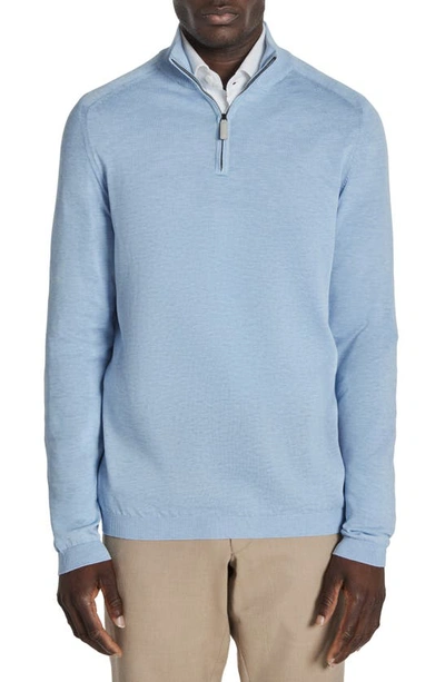 Shop Jack Victor Braulio Quarter Zip Sweater In Sky Blue
