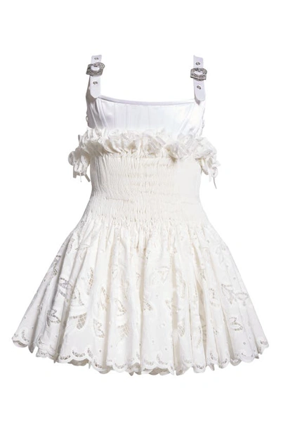 Shop Chopova Lowena Faddy Smocked Bustier Minidress In White
