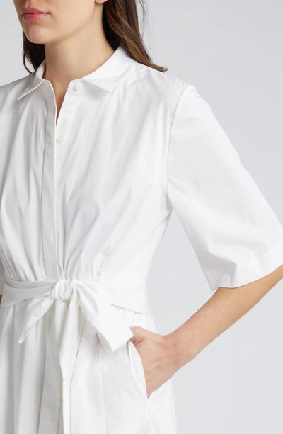 Shop Kobi Halperin Tiffany Ruffle Hem Tie Waist Shirtdress In White