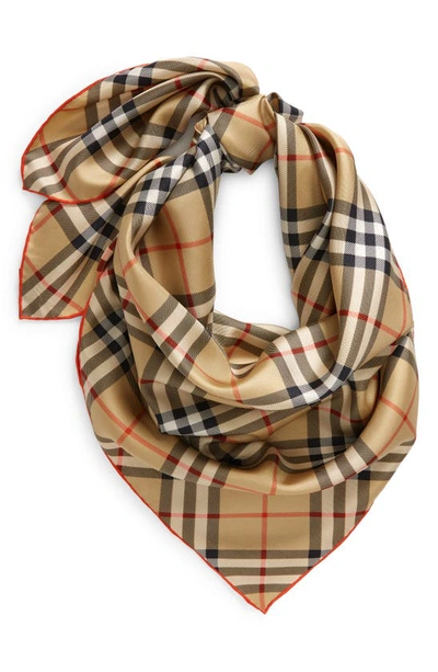 Burberry Check Square Silk Twill Scarf In Sand