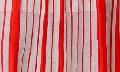 Shop Akris Asago Stripe Silk & Wool Blend Midi Sweater Dress In Poppy-sand