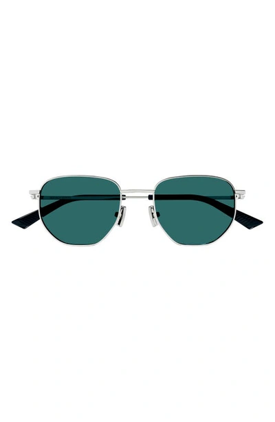 Shop Bottega Veneta 50mm Round Sunglasses In Silver