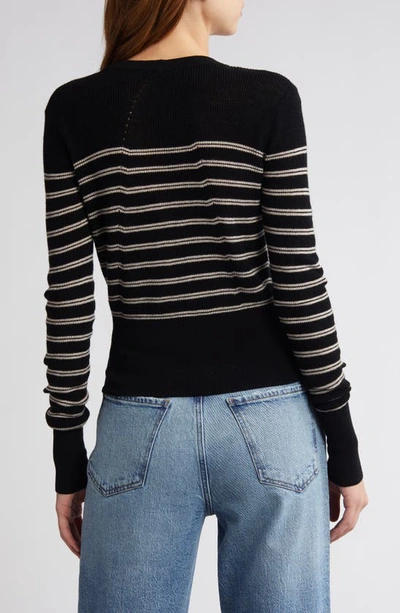 Shop Rag & Bone Bree Stripe Wool Cardigan In Black Multi