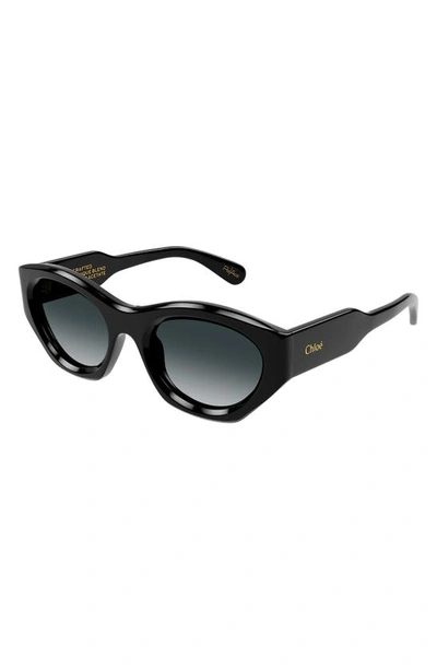 Shop Chloé 53mm Gradient Cat Eye Sunglasses In Black