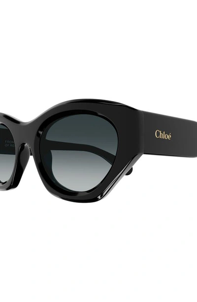 Shop Chloé 53mm Gradient Cat Eye Sunglasses In Black