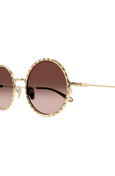 Shop Chloé 53mm Gradient Round Sunglasses In Gold 2