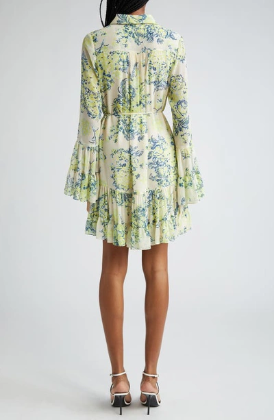 Shop Cinq À Sept Lyra Floral Long Sleeve Ruffle Detail Dress In Light Plaster Multi