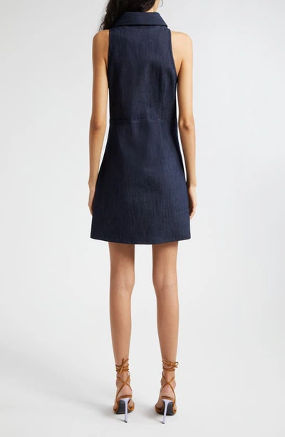 Shop Cinq À Sept Mckenna Twist Detail Sleeveless Cotton Blend Dress In Indigo