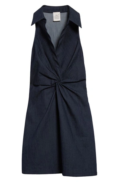 Shop Cinq À Sept Mckenna Twist Detail Sleeveless Cotton Blend Dress In Indigo