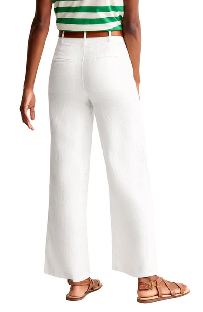 Shop Boden Westbourne Wide Leg Linen Trousers In White