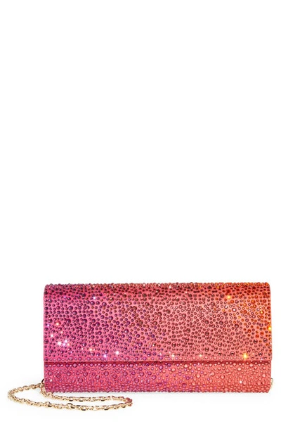 Shop Judith Leiber Perry Crystal Embellished Satin Clutch In Champagne Flame