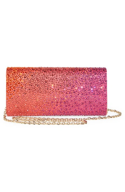 Shop Judith Leiber Perry Crystal Embellished Satin Clutch In Champagne Flame