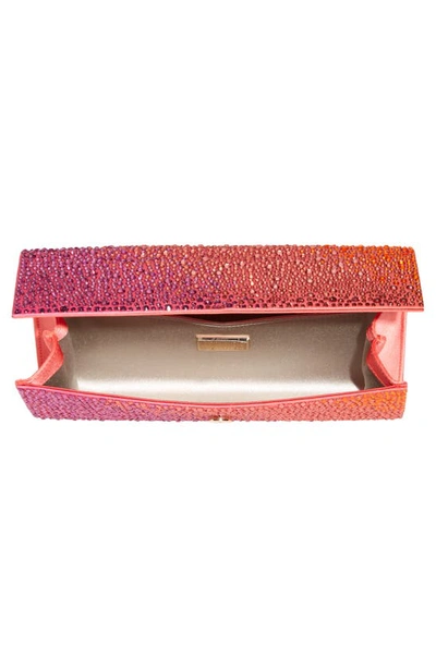 Shop Judith Leiber Perry Crystal Embellished Satin Clutch In Champagne Flame