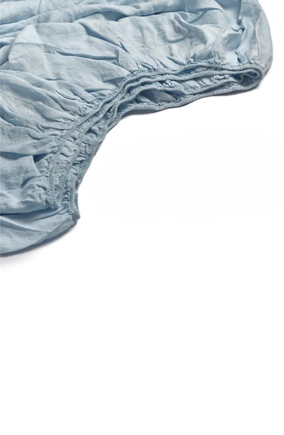 Shop Piglet In Bed Linen Fitted Sheet In Lake Blue