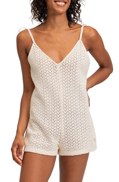 Shop Roxy Ocean Riders Knit Cover-up Romper In Tapioca