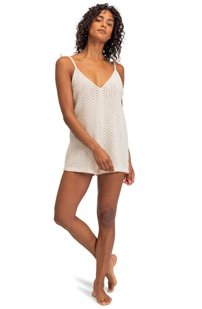 Roxy Ocean Riders Knit Cover-up Romper In Tapioca