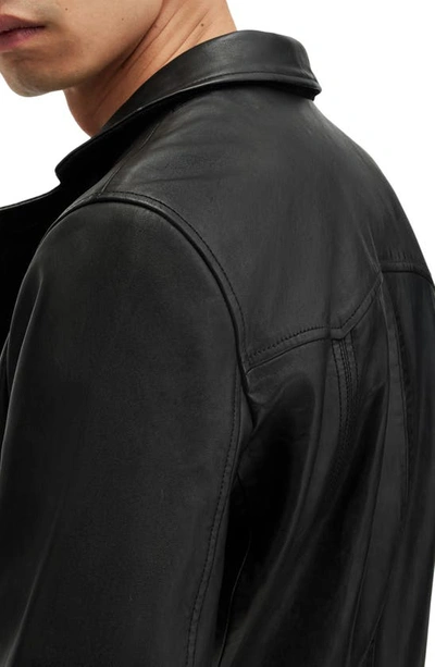 Shop Allsaints Hunter Leather Blazer In Black