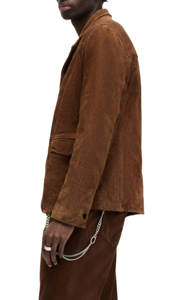 Shop Allsaints Hornett Suede Sport Coat In Tan Brown