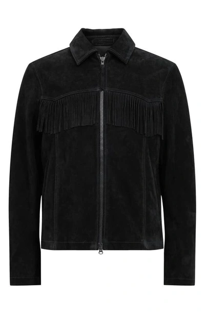 Shop Allsaints Warren Fringe Genuine Suede Jacket In Black