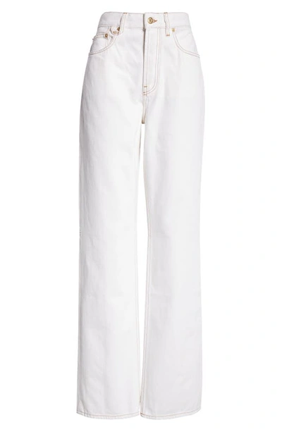 Shop Jacquemus Le De-nîmes Droit High Waist Straight Leg Jeans In Off-white/ Tabac