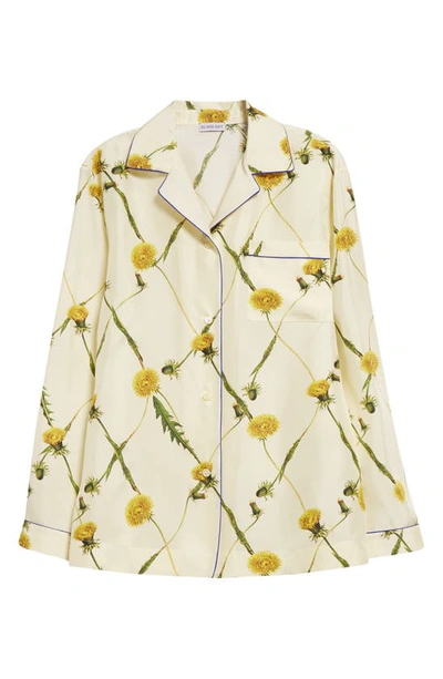 Shop Burberry Dandelion Lattice Print Silk Pajama Shirt In Sherbet Ip Pattern