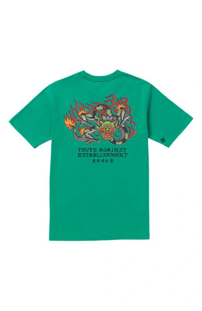 Shop Volcom Yusuke Piper Graphic T-shirt In Emerald Green