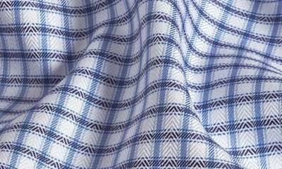 Shop David Donahue Regular Fit Dobby Herringbone Check Dress Shirt In White/ Blue