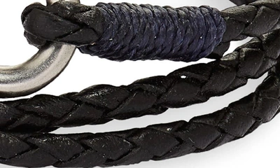 Shop Caputo & Co Braided Leather Triple Wrap Bracelet In Black