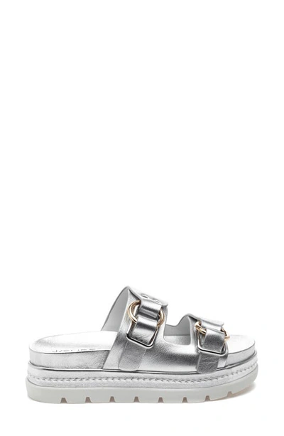 Shop J/slides Nyc Jslides Baha Slide Sandal In Silver Metallic Leather