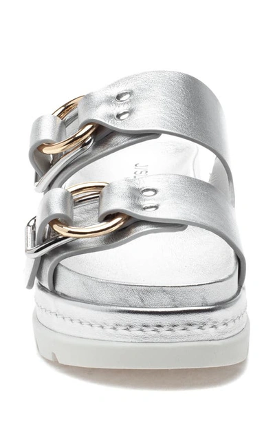Shop J/slides Nyc Jslides Baha Slide Sandal In Silver Metallic Leather
