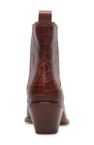 Shop Dolce Vita Senna Western Boot In Walnut Embossed Leather