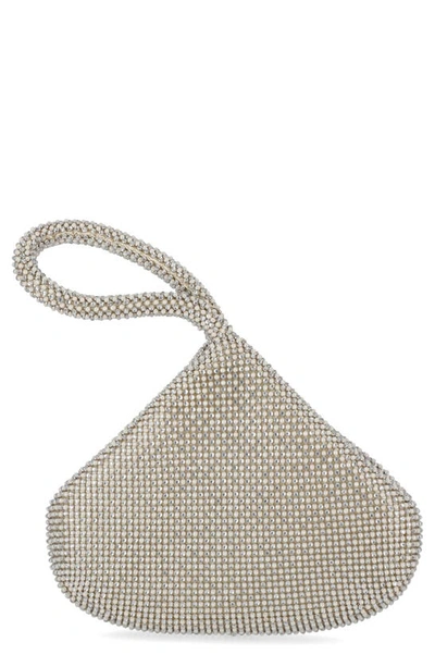 Shop Jessica Mcclintock Staci Beaded Mesh Wristlet In Pearl